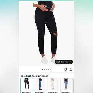 Maternity Stylish Black Ripped Ankle Jeans